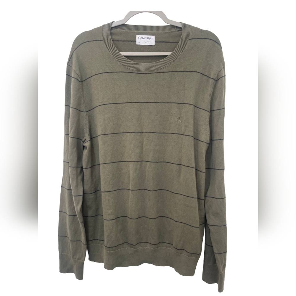 Calvin Klein Mens Olive Green Crewneck Sweater Large